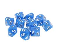 Mqiklt 10pcs Dice at 10 Faces D10 in Acrylic for Games, Blue, 16mm