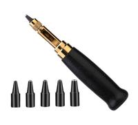 Mqiklt Automatic Leather Hole Punch Set Rotary Screw Punch Tool with Six Tip Interchangeable Wood Handle Multi Size Suitable for Paper Crafting DIY, Black