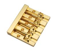 Mqiklt Bass Guitar Bridge Four String Electric Bass Spare Zinc Alloy Improve Tone String Through Body Suitable for Live Performance Maintenance, Gold