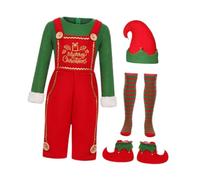 Mqiklt Christmas Costume Elf Cosplay Set Top Hat Striped Socks Shoe Covers Polyester Skin Friendly Suitable for Halloween Party Masquerade Festival Role Play, for Men S