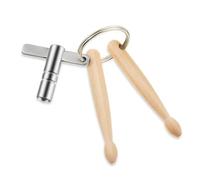 Mqiklt Mini Drumstick Keychain with Drum Key Compact Wooden Drumsticks Metal Tuner Tool Essential Percussion Accessory Suitable for Music Students Bag
