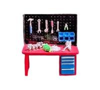 Mqiklt Model of A Tool Table in 1:64 Scale, Decoration, Small Creative Collectible, DIY Miniature Scene Model, Dollhouse Accessory, Red Table