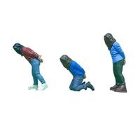 Mqiklt Set of 3 Miniature Hostage Figures at 1/64 Scale for Dioramas And Architectural Hobby Models