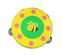 Mqiklt Wooden Tambourine Drum Educational Learning Toy Hand Drum Handheld Tambourine Drum for Games Singing Adults KTV, Bee, 15cm