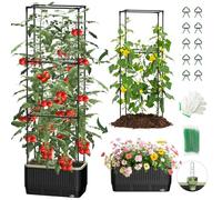 MQJIAZHI Self Watering Tomato Planter with Trellis, Rectangular Tomato Cages Trellis for Raised Garden Bed, Tomato Planters Box for Garden Pots Patio Indoor Outdoor (Rectangular, 2PC)