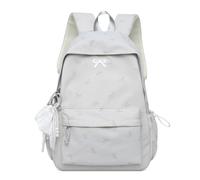 MQLAE Bow Backpack for Girls, Japanese Style School Backpack with Large Capacity, Cute Kawaii Nylon Rucksack for Teen Girls, Y2K Casual Daypack for School, College & Travel，Grey