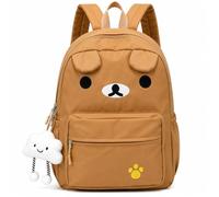 MQLAE Cute Bear Backpack for Girls, Lightweight School Backpack with Cloud Charm, Girls School Bag Kids Rucksack with Multiple Pockets & Adjustable Straps for Nursery, Primary School & Travel，Brown