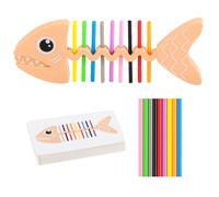 MQLAE Montessori Wooden Colour Sorting Toy for Toddlers, Fish Bone Matching Game, Educational Preschool Learning Toy for Fine Motor Skills, Colour Recognition and Hand Eye Coordination ，Shark