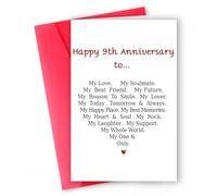 MQMRYeto Funny 9th Anniversary Card For Men Women, Sweet 9 Year Wedding Anniversary Card Decoration For Husband Wife, Romantic Gifts Idea For Boyfriend Girlfriend Couple