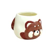 Mqnnfc Adorable Red Panda Coffee Mug, Cute Animal Cup with 3D Tail Handle, Creative Ceramic Tea Cups, Ideal Fun Gift for Christmas Birthday Holiday(Beige)
