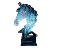 Mqnnfc Blue Horse Head Statue, Creative Horse-Head Transparent Ornament, Modern Elegant Horse Sculpture Decor, Realistic Animal Figurines, Bust Animal Art Craft for Home, Office(L)