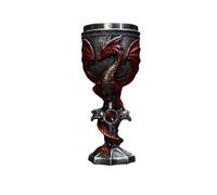 Mqnnfc Fantasy Dragon Goblet, Creative Dragon Wine Glass, 3D Stereoscopic Dragon Warrior Stemmed Cup, Stainless Steel Gothic Drinking Cups, Gifts for Friends Women Men(Red)
