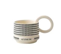 Mqnnfc Houndstooth-Patterned Coffee Mug, Gift for Men and Women | Charming Cappuccino Cups for Valentine's Day Mother's Day Birthday Girl Gifts(White)