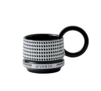 Mqnnfc Houndstooth-Patterned Coffee Mug, Gift for Men and Women | Charming Cappuccino Cups for Valentine's Day Mother's Day Birthday Girl Gifts(Black)