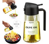 Mqnxoi 2 in 1 Glass Oil Sprayer & Dispenser, 470ml Olive Oil Spray Bottle for Kitchen, Cooking, Salad, Baking, Frying, BBQ