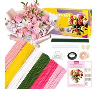 MQOALA Pipe Cleaners Craft, 450Pcs Pink Tulip Pipe Cleaner Bulk Flower Kit Chenille Stems for Pink Lily Rose Bouquet Making Multi-Color Thick Fluffy Wire Sculpture