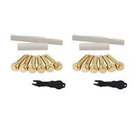 MQODLFP 12X Acoustic Guitar String End Nut Bridge Saddle Abalone Pins Replacements Set (Brass Pins & Bone Saddle Nut)