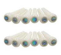 MQODLFP 12x Guitar Bone Bridge Pins with 5.3mm Position Abanlone Dot for Acoustic Guitar Parts Replacement