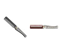 MQODLFP 2 Pcs Men Folding Pocket Comb PP Teeth Detangling Hair Beard Comb Metal Handle Foldable Combing, Brown & Black