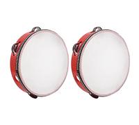 MQODLFP 2X 8Inch Musical Tambourine Tamborine Drum Round Percussion Gift for KTV Red