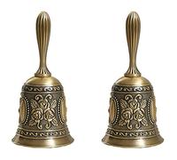 MQODLFP 2X Antique Hand Bell Call Bell Multi-Purpose Bells for Wedding Bells Temple Bell School Bell for Toddlers Bronze