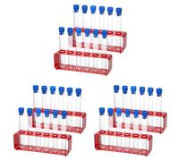 MQODLFP 3 Sets 15 X 100mm Test Tubes with Rack Clear Plastic Test Tubes with Caps and 6 Holes Holder Rack Nurse Decoration