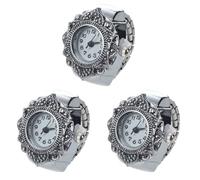MQODLFP 3X Tibetan Silver Flower Men Lady Finger Ring Watch 0.87 Inch HOT