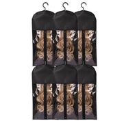 MQODLFP 6pcs Long Hair Extensions Storage Bag Non-Woven Dust Proof Wigs Carrier Bags with Hanger for Home Salon Organizer