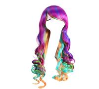 MQODLFP Colorful Long Curly Hair Wig Female As Shown High Temperature Wire European and American Elegant Fashion Ladies Wig