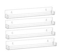 MQODLFP Nail Polish Rack Wall Mounted Shelf 4Pack,Clear Acrylic Nail Polish Holder Organizer with Removable Anti-Slip End Insert