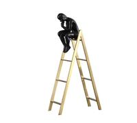 MQODLFP The Statue Thinking Man Statues Sitting on A Ladder Sculptures Collectible Figurine Home Decor Living Room Decoration