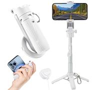 MQOUNY for Magsafe Tripod Stand for iPhone,Portable Pocket Size Selfie Stick with Rechargeable Remote and Metal Ring,Extendable Detachable Cell Phone Tripod Compatible with iPhone/Android