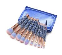 MQPALZKD 10 Diamond Inlaid Makeup Brushes Set With Bag, Beauty Brushes, And Makeup Tools(Argento)