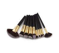 MQPALZKD 10 Wooden Handles On The Goods, A set Of Professional Cosmetic fan Makeup Brush Set(Argento)