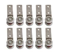 MQPALZKD 10Pcs 2.55x0.74inch Bend Pipe Metal Bearing Pulley Block with Two Plastic Wheel for Sliding Door Window Cabinet