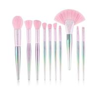 MQPALZKD 10Pcs Colorful Makeup Brushes Set Crystal Conical Frosted Blush Brush Eyeliner Foundation Fan Face Eye Make Up Brushes(D)