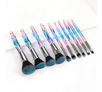 MQPALZKD 10pcs Crystal Diamond Makeup Brushes Set Foundation Highlighter Blush Eyeshadow Brush Professional Make Up Brush Kit Tool(Argento)