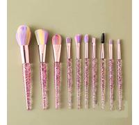 MQPALZKD 10pcs Makeup Brush Set Colorful Glitter Shinny Crystal Blending Power Face Cosmetic Beauty Make Up Tool Set(Argento)