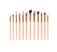 MQPALZKD 12Pcs Professional Eyes Makeup Brushes Set Wood Handle Eyeshadow Eyebrow Eyeliner Blending Smudge Brush(D)