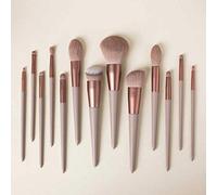 MQPALZKD 13Pcs Professional Makeup Brushes Set Seasons Green Milk Tea Color Wood Handle Eyebrow Eyeliner Blending Brush Make Up Tools(Argento)