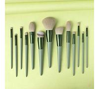 MQPALZKD 13Pcs Professional Makeup Brushes Set Seasons Green Milk Tea Color Wood Handle Eyebrow Eyeliner Blending Brush Make Up Tools(D)