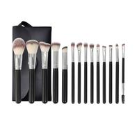 MQPALZKD 14 pieces of black makeup brush set, full set of loose powder, high gloss eye shadow brush, beauty tools