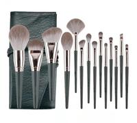 MQPALZKD 14 Pieces Of Green Brush Set Powder Blusher Cosmetic Brush Foundation Make-up Brush Makeup Brush Tool