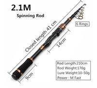 MQPALZKD 2.1 Meter Carbon Small Sea Pole Set Short Telescopic Fishing Rod, Spinning Wheel Combination Fishing Gear