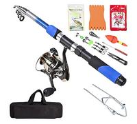 MQPALZKD 2.1m Telescopic Fishing Rod Combo Full Kit Fishing Tackle Kits Set Spinning Fish Reel Pole Baits Hooks Fishing Bag Kit(D)