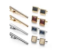 MQPALZKD 4 Sets Tie Clips and Cufflinks for Mens Wedding Guests Gifts Man Shirt Cufflink With Box Ties Men's Gift
