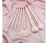 MQPALZKD 7 Pcs Glitter Makeup Brushes Set Crystal Handle Foundation Eyebrow Eyeliner Face MakeUp Brush Set(Argento)