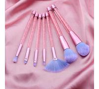 MQPALZKD 7 Pcs Glitter Makeup Brushes Set Crystal Handle Foundation Eyebrow Eyeliner Face MakeUp Brush Set(D)