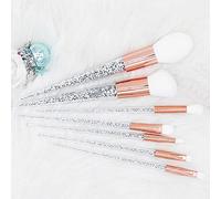 MQPALZKD 7pcs Sliver Crystal Makeup Brushes Set Foundation Blending Eye Face Brush Makeup Tool Kit(D)