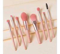 MQPALZKD 8Pcs Portable Eyes Makeup Brush Set Wood Handle Eyebrow Foundation eyeshadow Brush Blending Brush Women Beauty Tools(H)